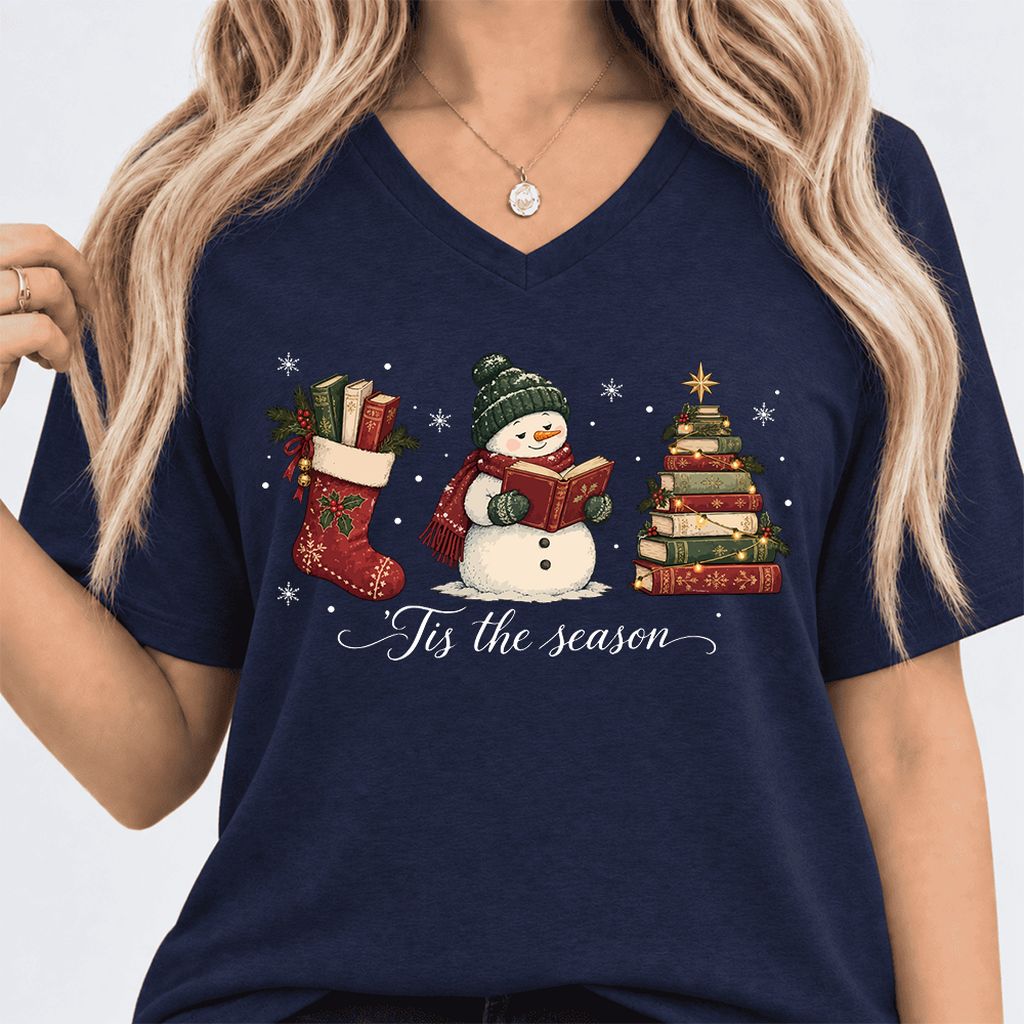 'Tis The Season Ultra-Soft V-Neck | Christmas Gift Navy