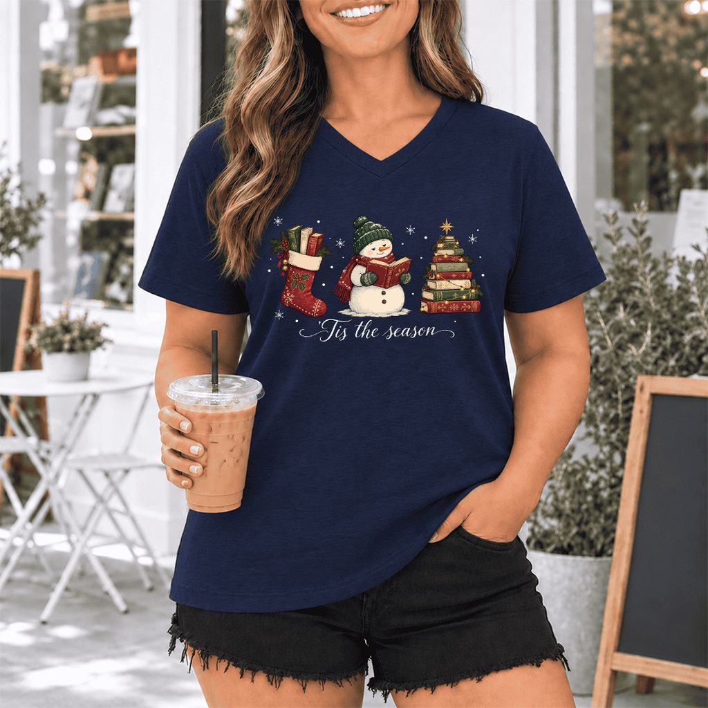 'Tis The Season Ultra-Soft V-Neck | Christmas Gift Navy