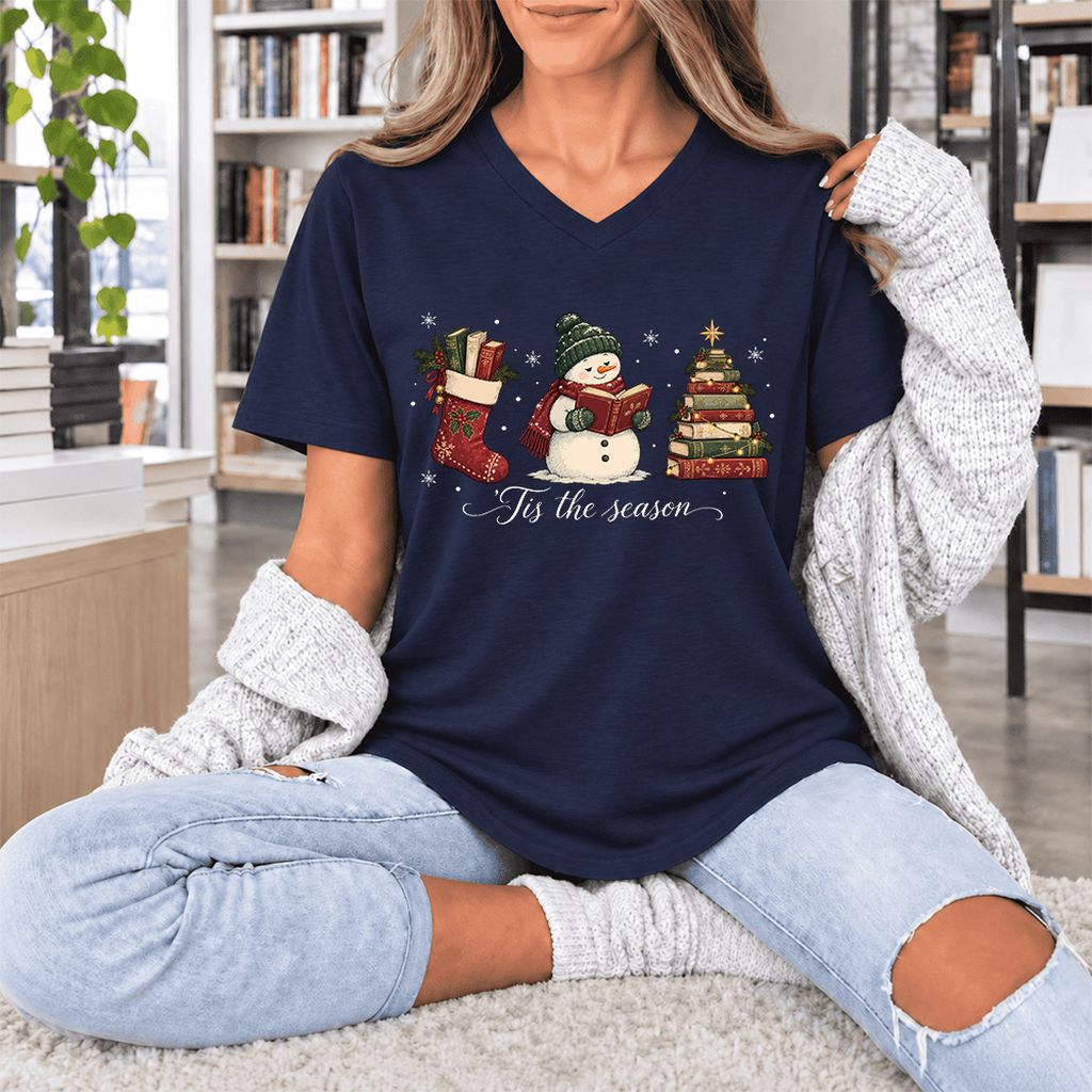 'Tis The Season Ultra-Soft V-Neck | Christmas Gift Navy