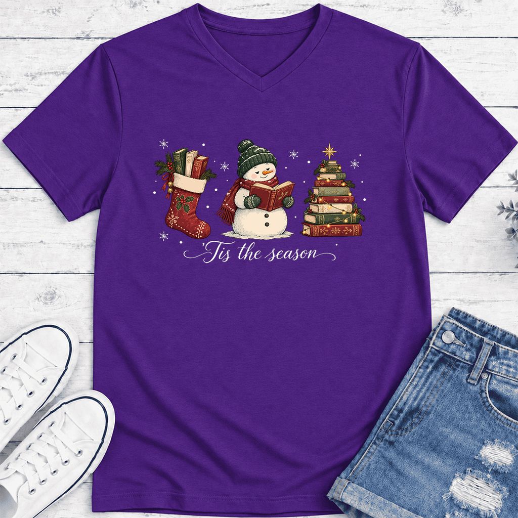 'Tis The Season Ultra-Soft V-Neck | Christmas Gift Team Purple