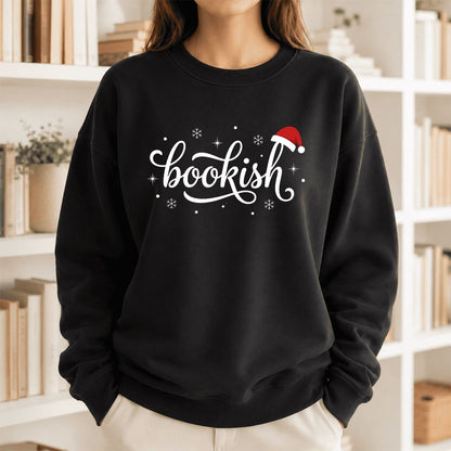 Snowy Bookish Printed Sweatshirt | Christmas Reader Gift Black