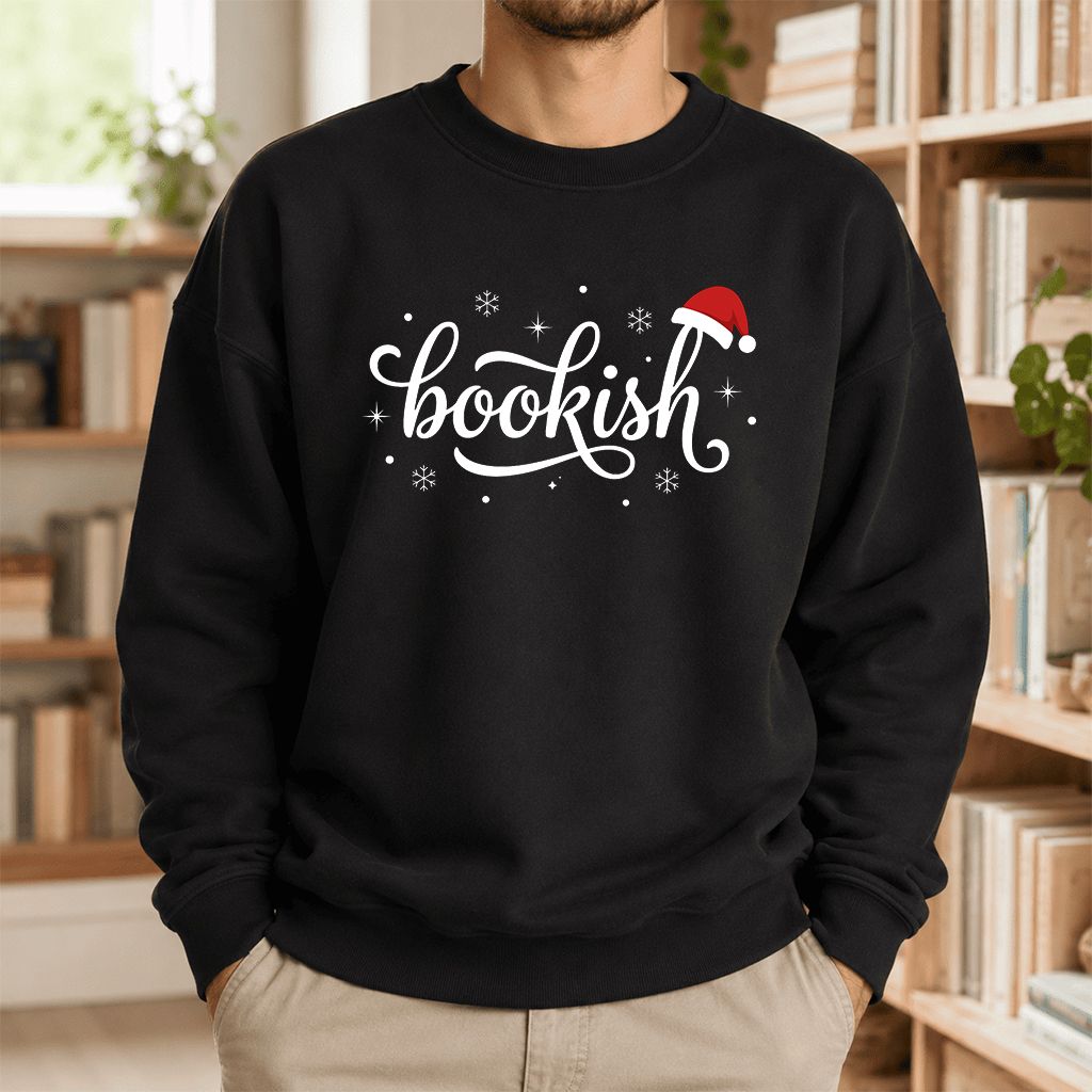 Snowy Bookish Printed Sweatshirt | Christmas Reader Gift Black