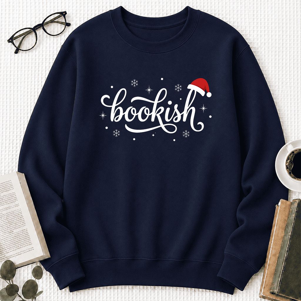 Snowy Bookish Printed Sweatshirt | Christmas Reader Gift Navy