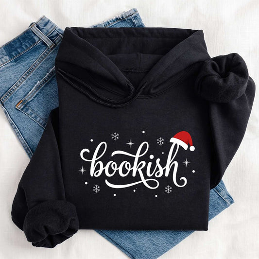 Snowy Bookish Softstyle Hoodie | Christmas Reader Gift Black