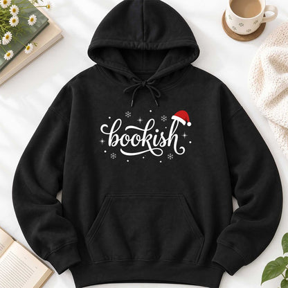 Snowy Bookish Softstyle Hoodie | Christmas Reader Gift Black