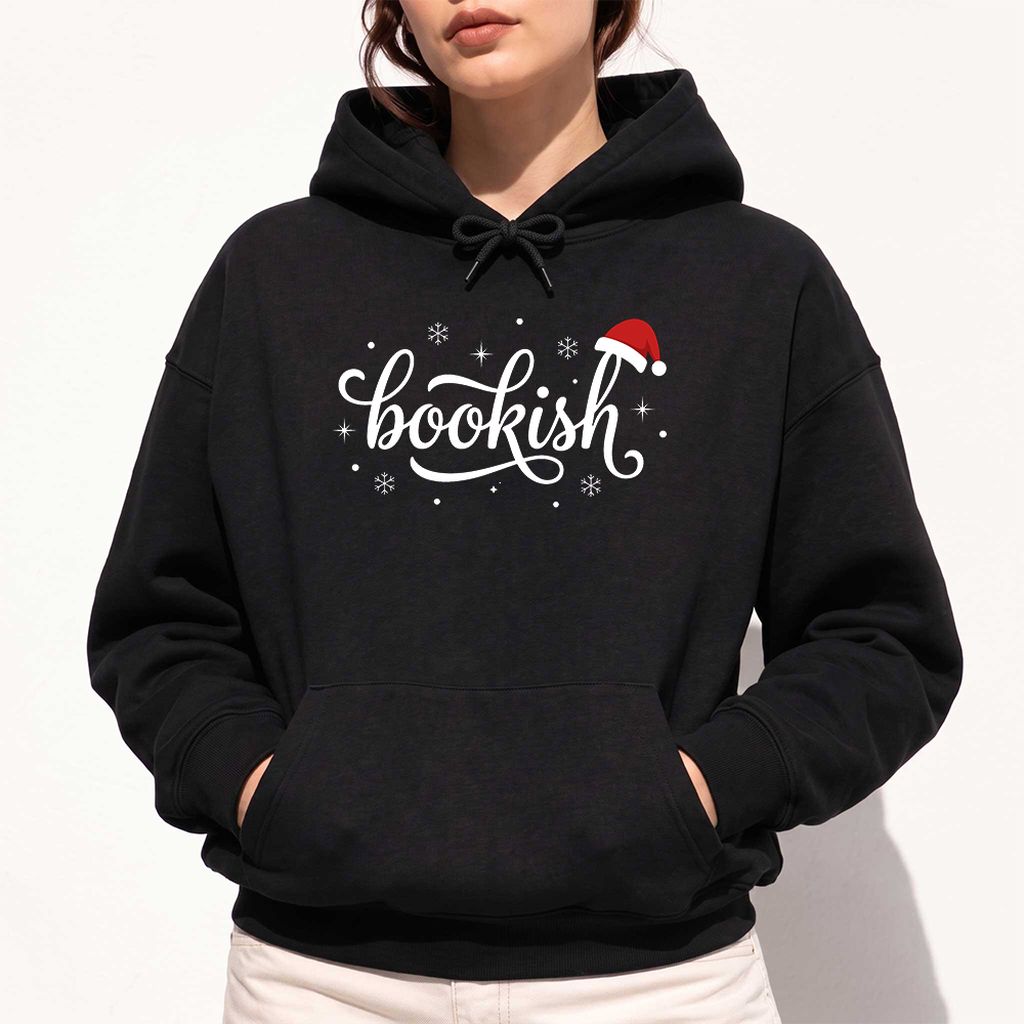 Snowy Bookish Softstyle Hoodie | Christmas Reader Gift Black