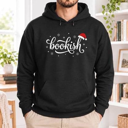 Snowy Bookish Softstyle Hoodie | Christmas Reader Gift Black