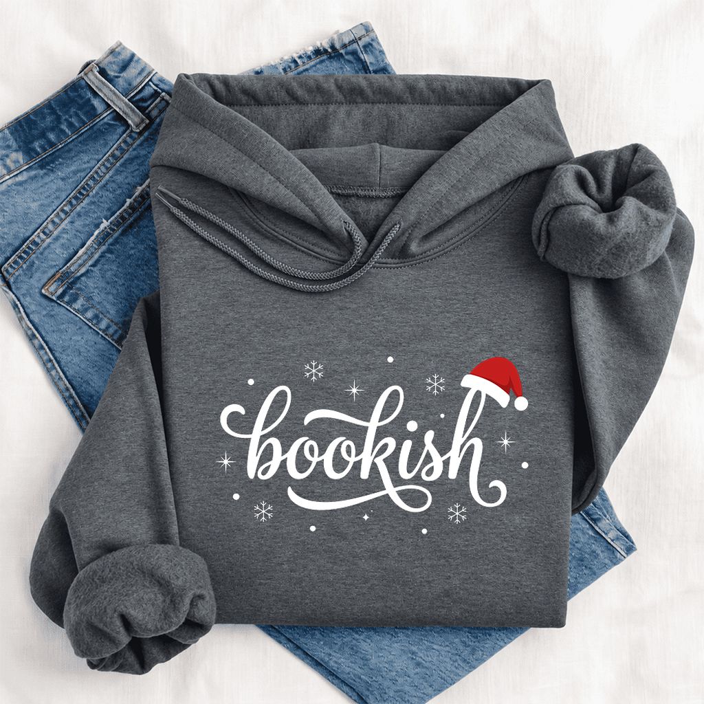 Snowy Bookish Softstyle Hoodie | Christmas Reader Gift Dark Heather