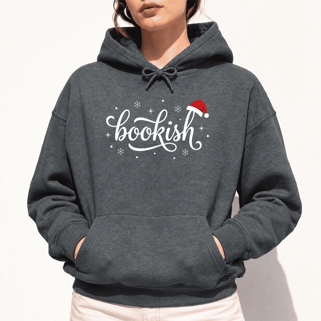 Snowy Bookish Softstyle Hoodie | Christmas Reader Gift Dark Heather