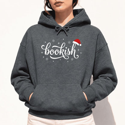 Snowy Bookish Softstyle Hoodie | Christmas Reader Gift Dark Heather