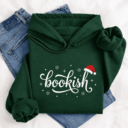 Snowy Bookish Softstyle Hoodie | Christmas Reader Gift Forest Green