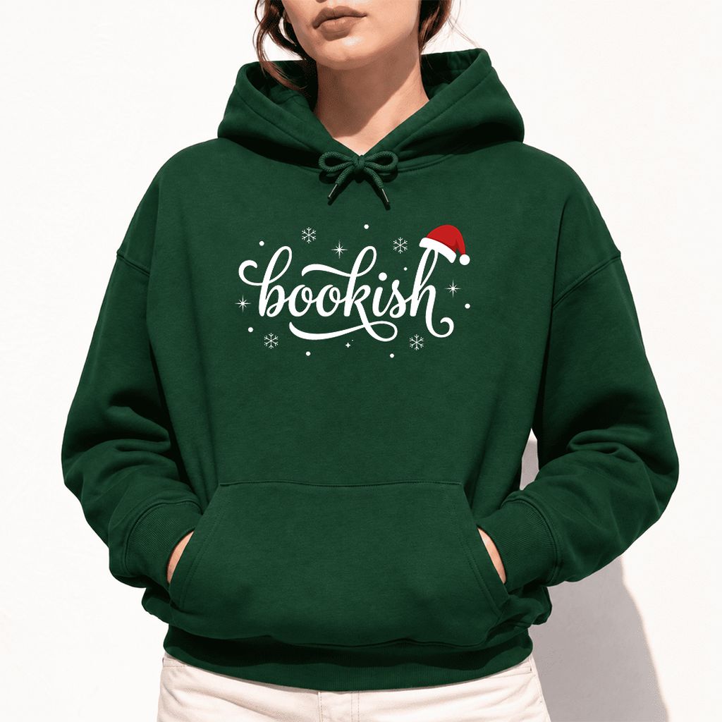 Snowy Bookish Softstyle Hoodie | Christmas Reader Gift Forest Green