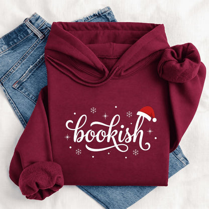 Snowy Bookish Softstyle Hoodie | Christmas Reader Gift Maroon