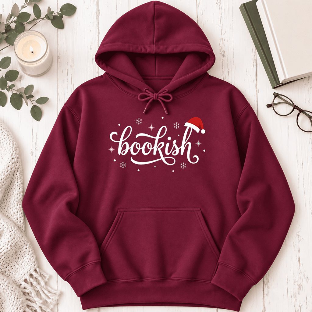 Snowy Bookish Softstyle Hoodie | Christmas Reader Gift Maroon