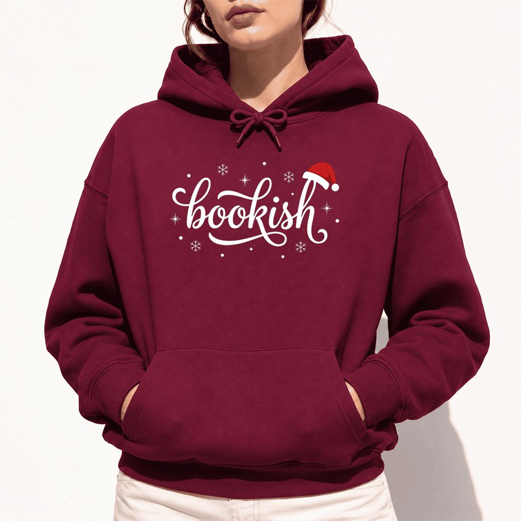 Snowy Bookish Softstyle Hoodie | Christmas Reader Gift Maroon