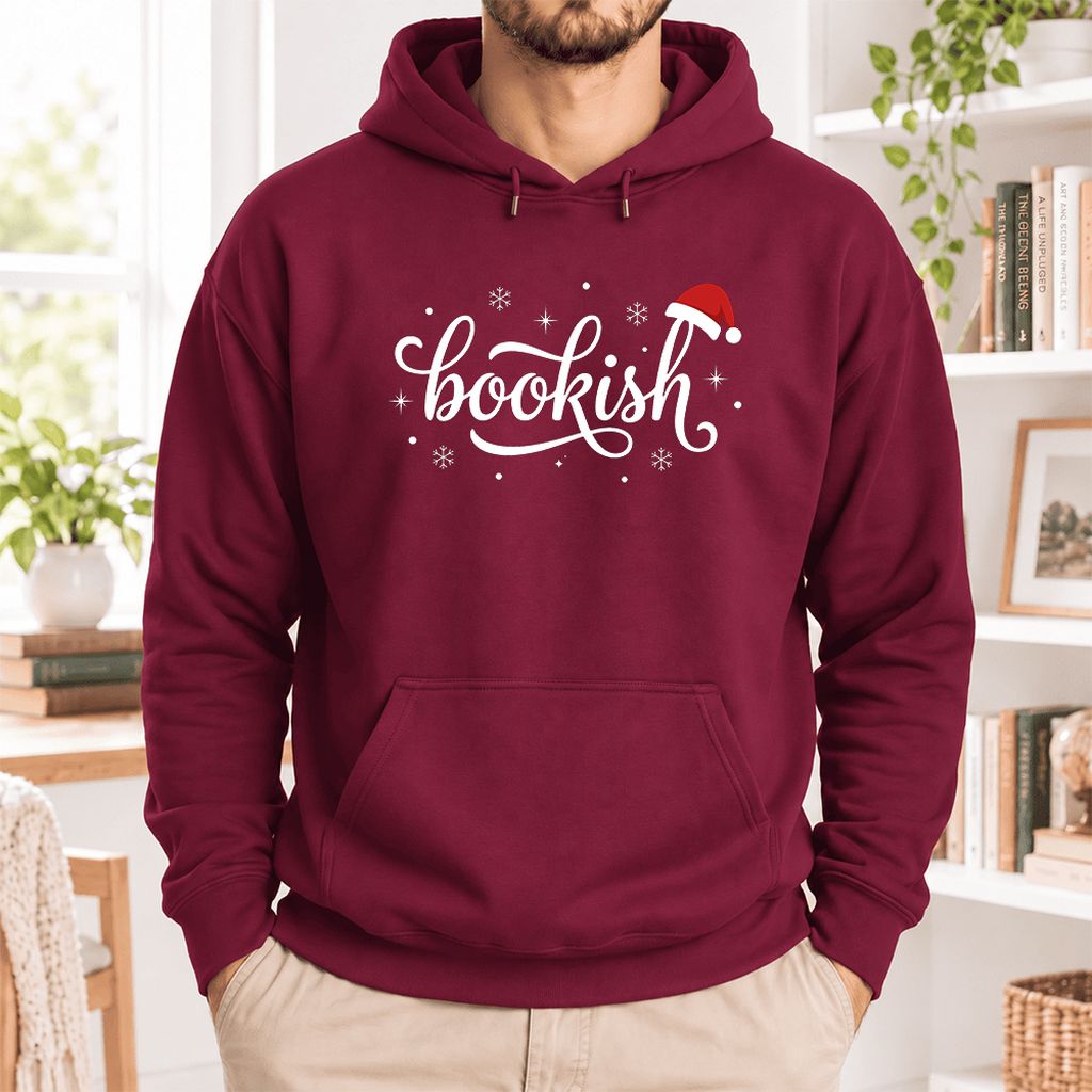 Snowy Bookish Softstyle Hoodie | Christmas Reader Gift Maroon