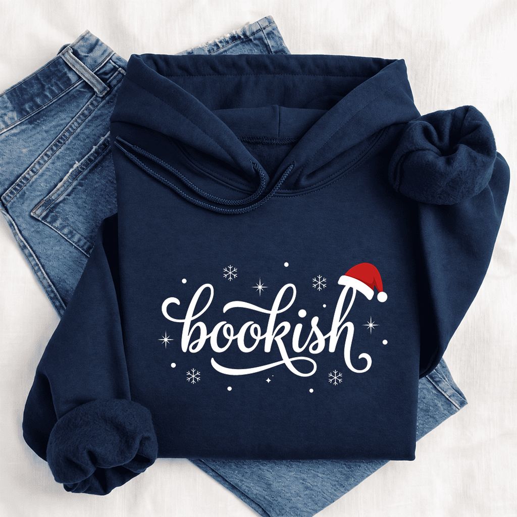 Snowy Bookish Softstyle Hoodie | Christmas Reader Gift Navy