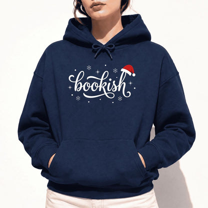 Snowy Bookish Softstyle Hoodie | Christmas Reader Gift Navy