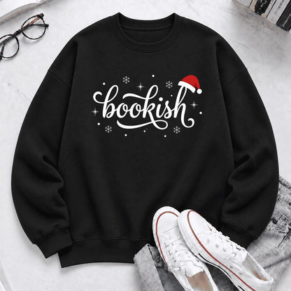 Snowy Bookish Softstyle Sweatshirt | Christmas Reader Gift Black
