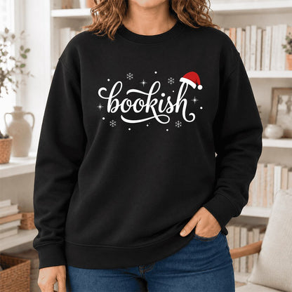 Snowy Bookish Softstyle Sweatshirt | Christmas Reader Gift Black