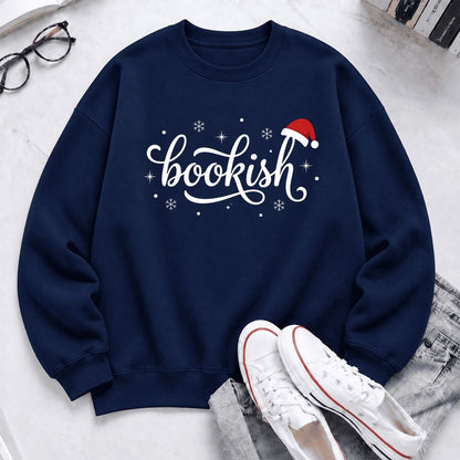 Snowy Bookish Softstyle Sweatshirt | Christmas Reader Gift Navy