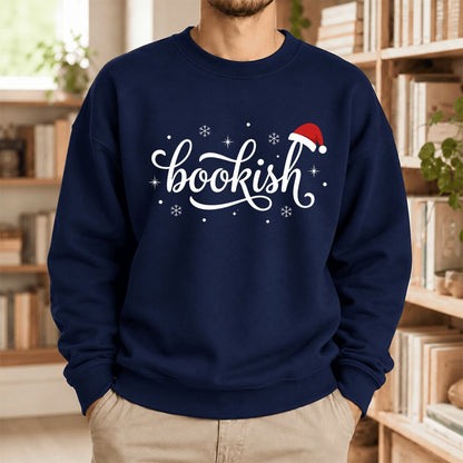 Snowy Bookish Softstyle Sweatshirt | Christmas Reader Gift Navy