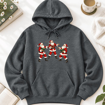 Three Reading Santas Softstyle Hoodie | Christmas Reader Gift Dark Heather