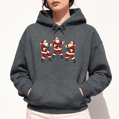 Three Reading Santas Softstyle Hoodie | Christmas Reader Gift Dark Heather
