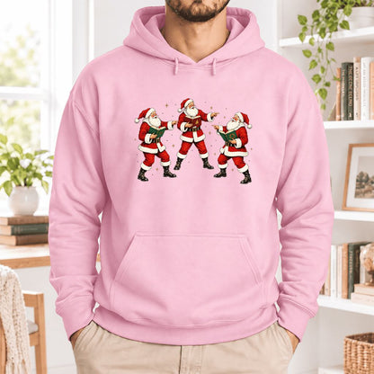 Three Reading Santas Softstyle Hoodie | Christmas Reader Gift Light Pink