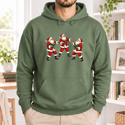 Three Reading Santas Softstyle Hoodie | Christmas Reader Gift Military Green