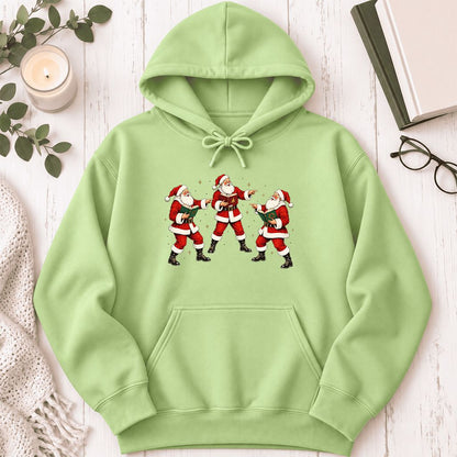 Three Reading Santas Softstyle Hoodie | Christmas Reader Gift Pistachio