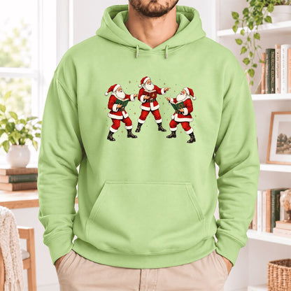 Three Reading Santas Softstyle Hoodie | Christmas Reader Gift Pistachio