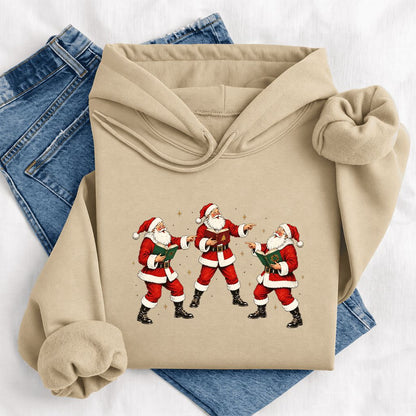 Three Reading Santas Softstyle Hoodie | Christmas Reader Gift Sand