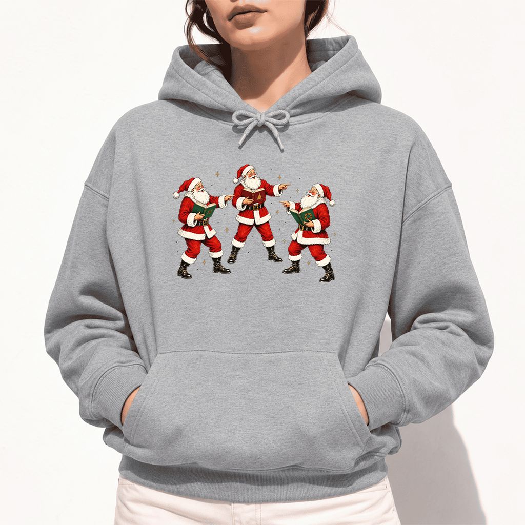 Three Reading Santas Softstyle Hoodie | Christmas Reader Gift Sport Grey