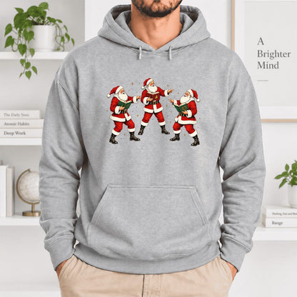 Three Reading Santas Softstyle Hoodie | Christmas Reader Gift Sport Grey