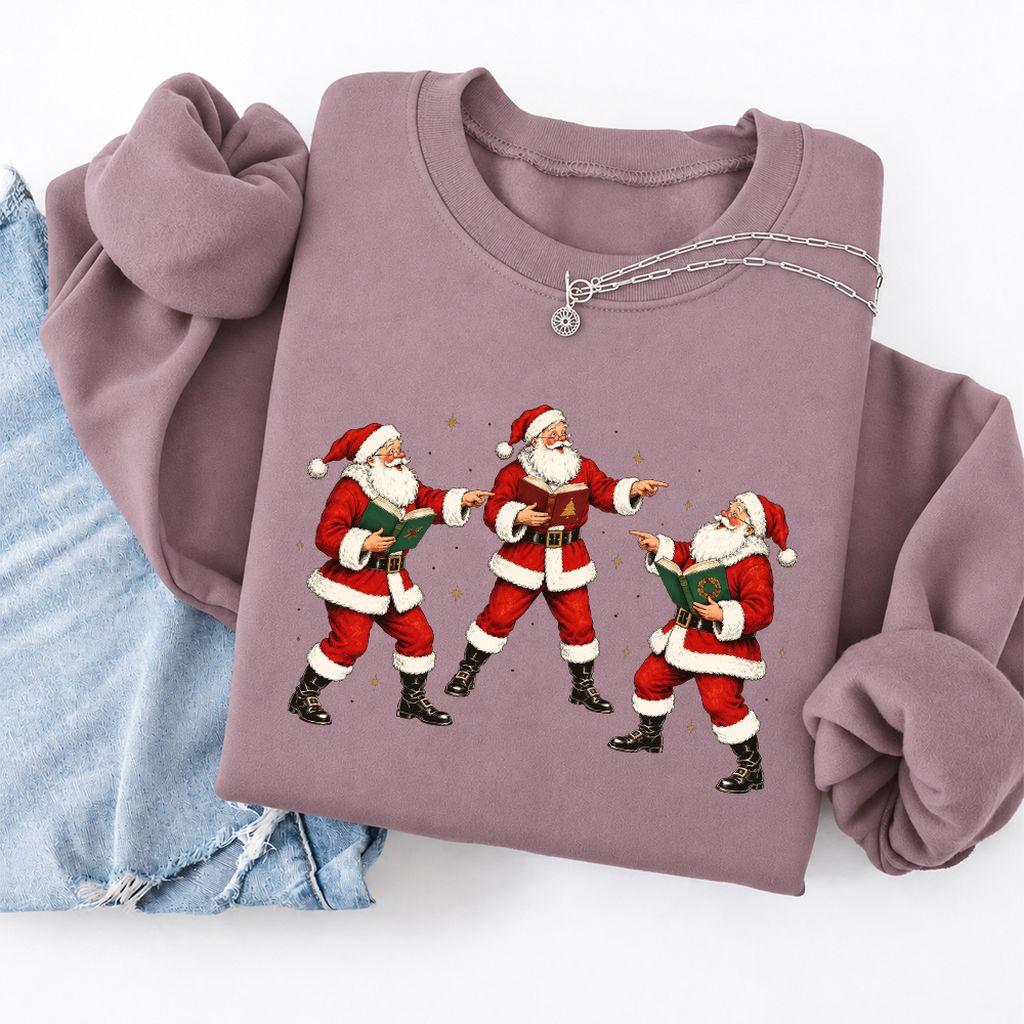 Three Reading Santas Softstyle Sweatshirt | Christmas Reader Gift Paragon