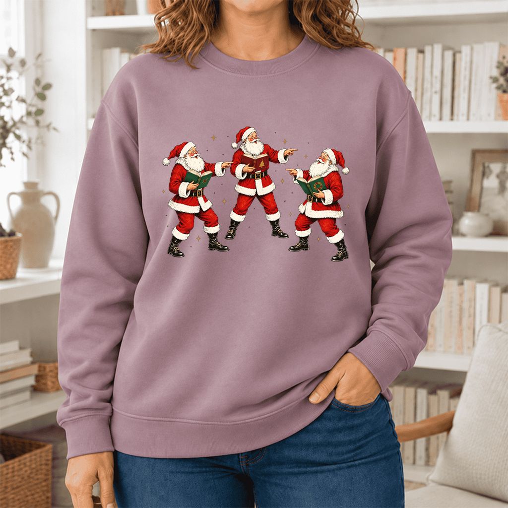 Three Reading Santas Softstyle Sweatshirt | Christmas Reader Gift Paragon