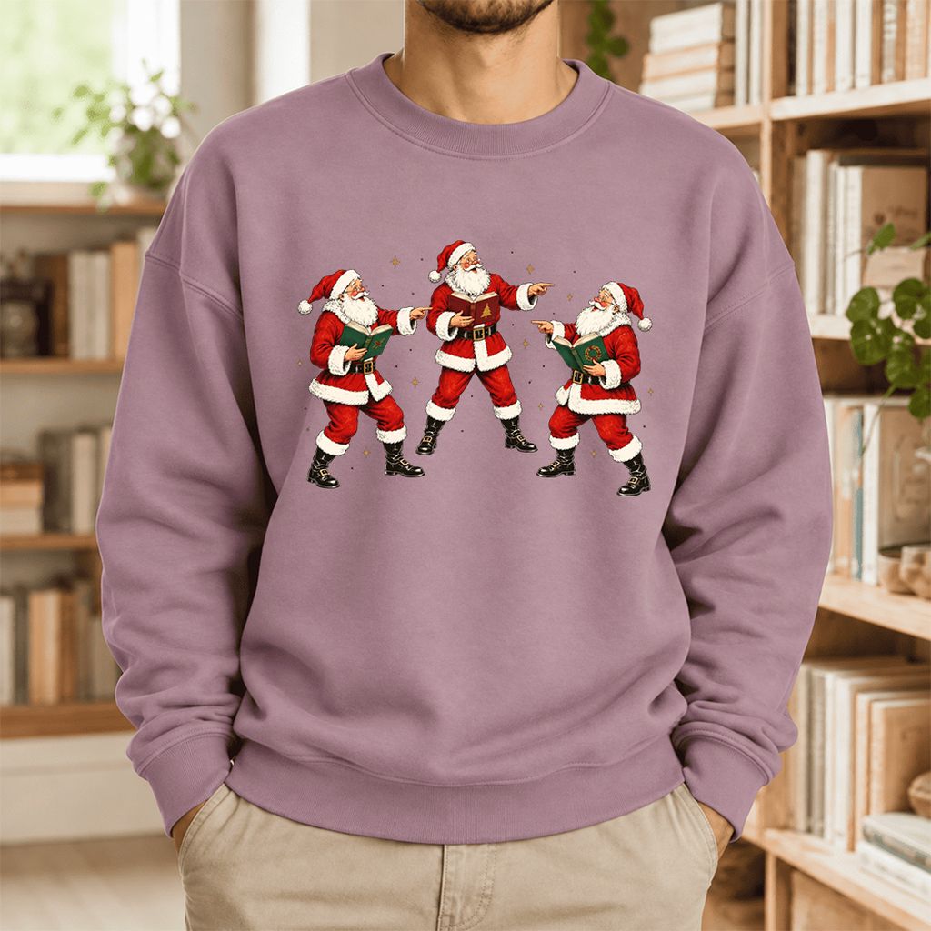 Three Reading Santas Softstyle Sweatshirt | Christmas Reader Gift Paragon