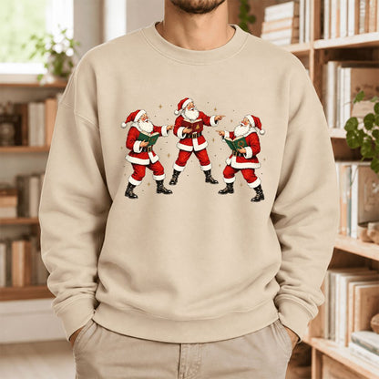 Three Reading Santas Softstyle Sweatshirt | Christmas Reader Gift Sand