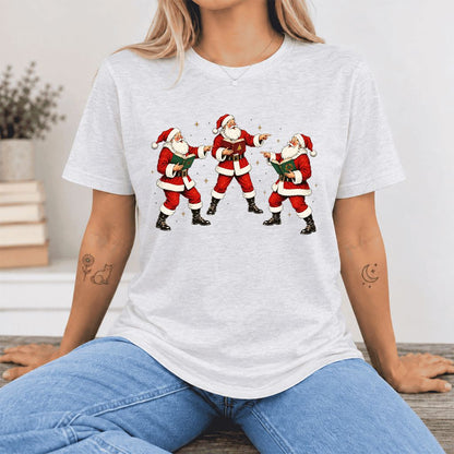 Three Reading Santas Ultra-Soft Cotton T-Shirt | Christmas Reader Gift Ash