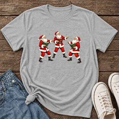 Three Reading Santas Ultra-Soft Cotton T-Shirt | Christmas Reader Gift Athletic Heather