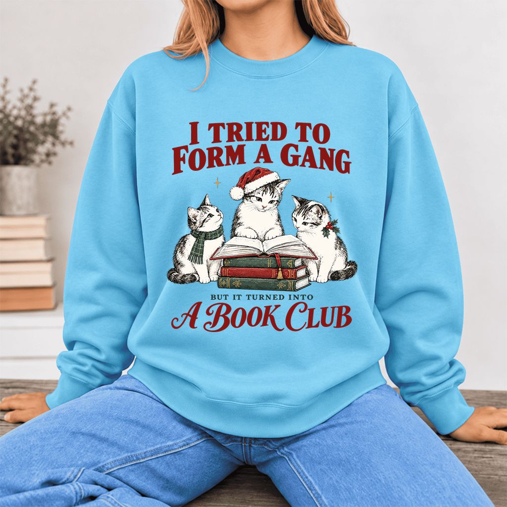 Tried To Form A Gang Softstyle Sweatshirt | Christmas Cat Reader Club Gift Sky