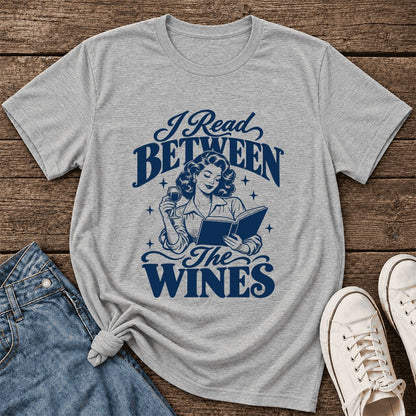 I Read Between The Wines Ultra-Soft Cotton T-Shirt | Cozy Book Lover Gift Athletic Heather