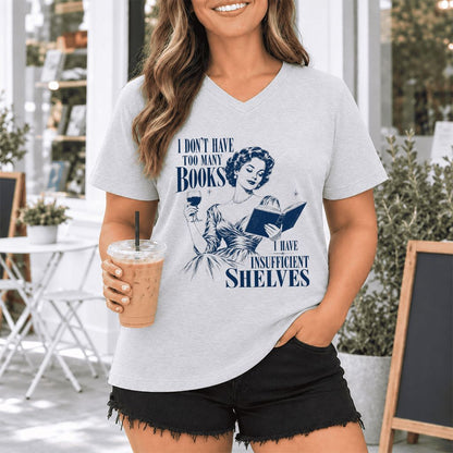 I Don't Have Too Many Books Ultra-Soft V-Neck | Proud Reader Gift Ash