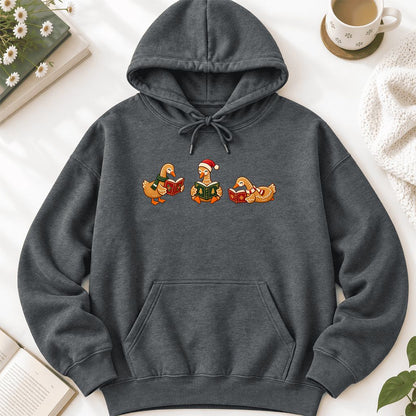 Gingerbread Ducks Reading Softstyle Hoodie | Christmas Gift Dark Heather
