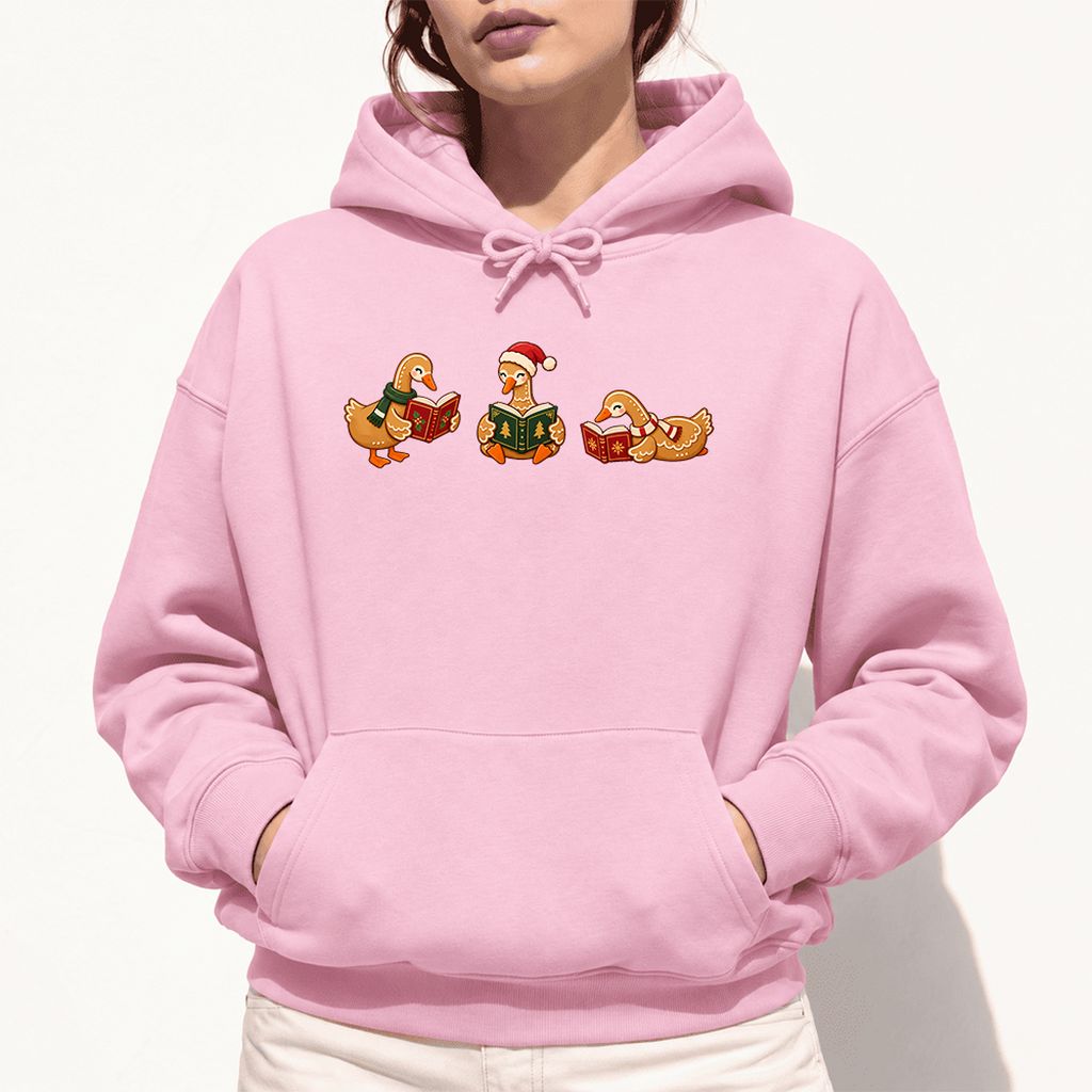 Gingerbread Ducks Reading Softstyle Hoodie | Christmas Gift Light Pink