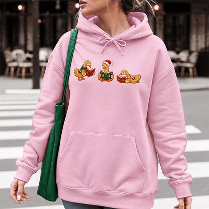 Gingerbread Ducks Reading Softstyle Hoodie | Christmas Gift Light Pink