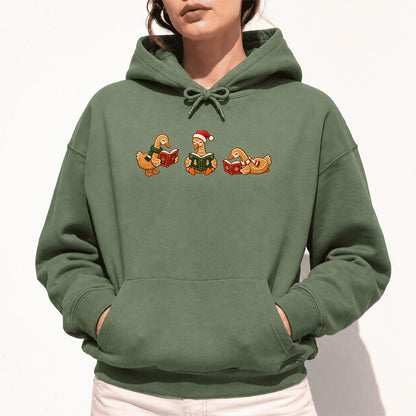 Gingerbread Ducks Reading Softstyle Hoodie | Christmas Gift Military Green