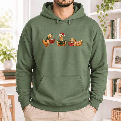 Gingerbread Ducks Reading Softstyle Hoodie | Christmas Gift Military Green
