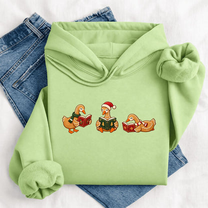 Gingerbread Ducks Reading Softstyle Hoodie | Christmas Gift Pistachio